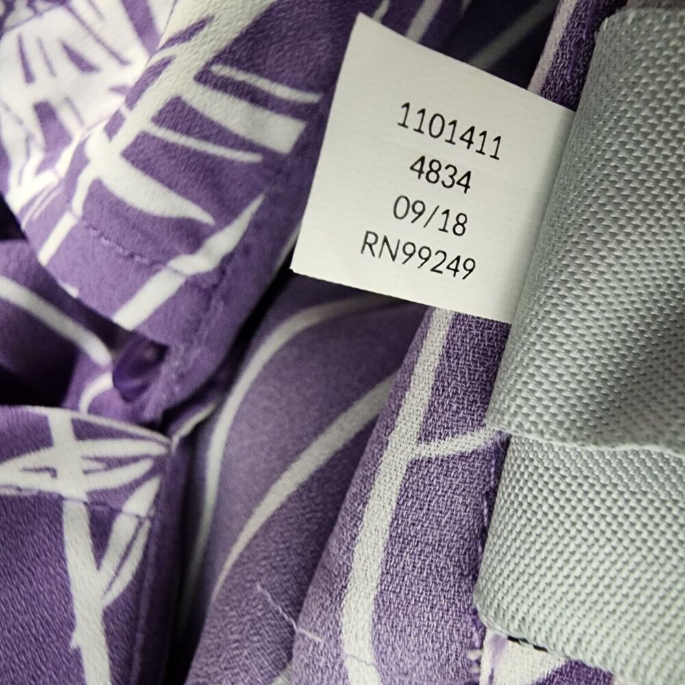 Catherines Womens Shirt Size 2X 22/24W Purple White Striped Floral Sheer Button - Picture 10 of 10